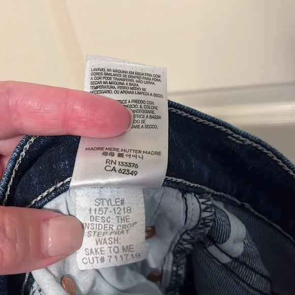 Mother The Insider Crop Step Fray Jeans in Sake To Me Stretch, Sz: 29